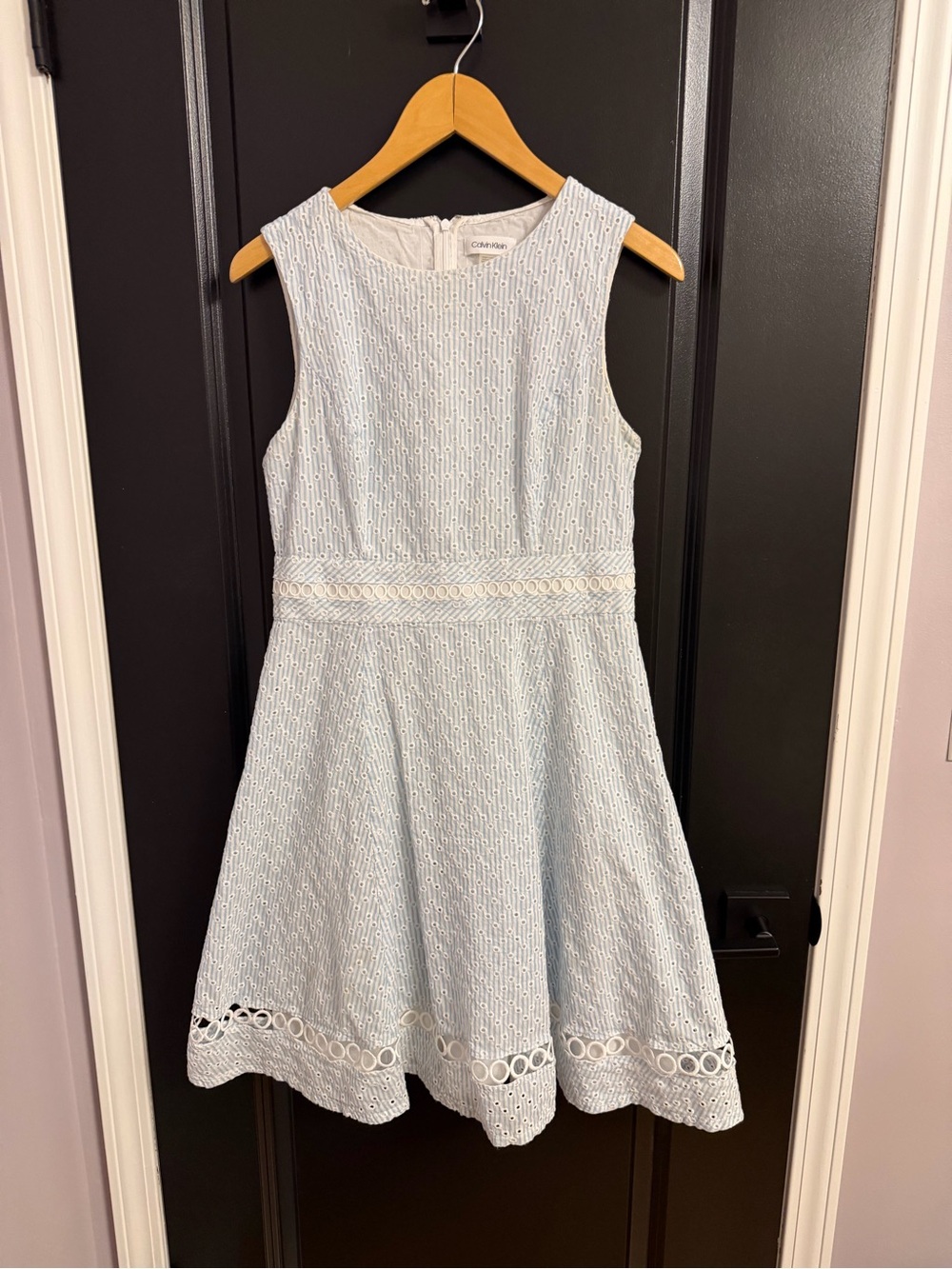 Calvin Klein Light Blue Seersucker Dress